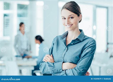 Smiling Female Office Worker Portrait Stock Image Image Of Posing
