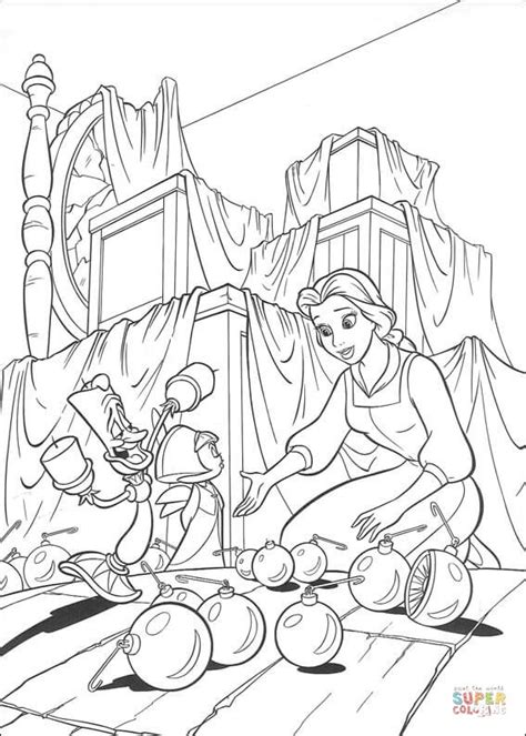 Princess Belle And Christmas Balls From Beauty And The Beast Coloring