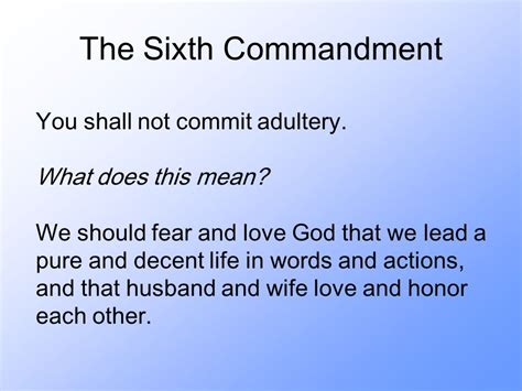 6th Commandment Meaning