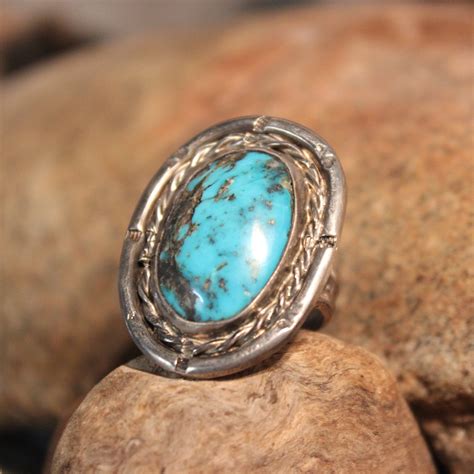 Vintage Large Mens Turquoise Ring Sterling Navajo Native Etsy