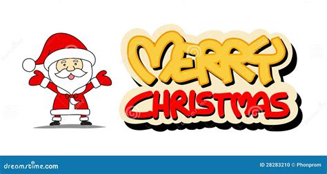 Funny Santa Claus And Merry Christmas Word Stock Illustration