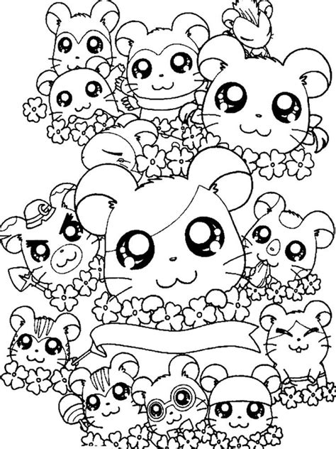 Kawaii Hamster Coloring Pages Hamsters Small Animals