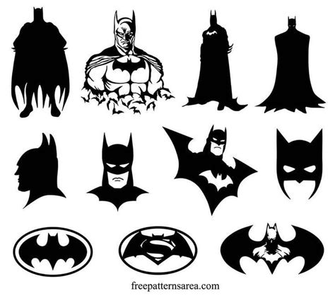 Batman Silhouettes Are Shown In Black And White As Well As The Symbol