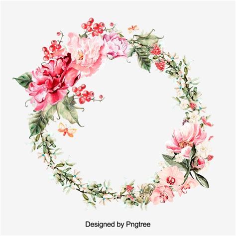 Guirlanda Floral Aquarela De Tinta De Mão Bonita, Clipart Aquarela