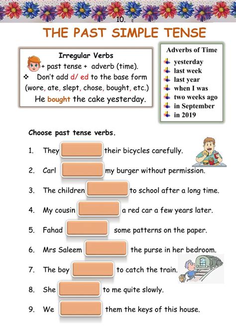 The Past Simple Tense Interactive Worksheet Simple Past Verbs Simple Past Tense Worksheet