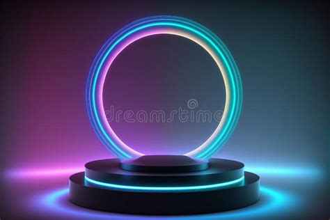 Hologram Futuristic Neon Color Circle Elements Generative Ai