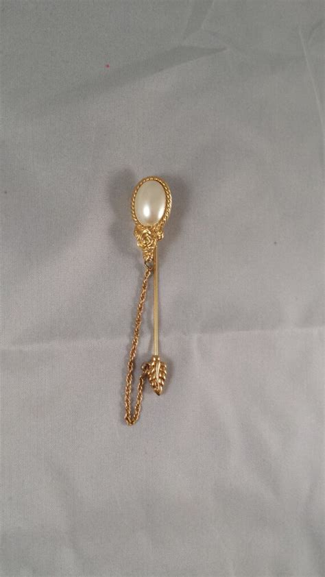 Pearl Pin Vintage Lapel Pinbrooch Gold Antique Framed Pearl