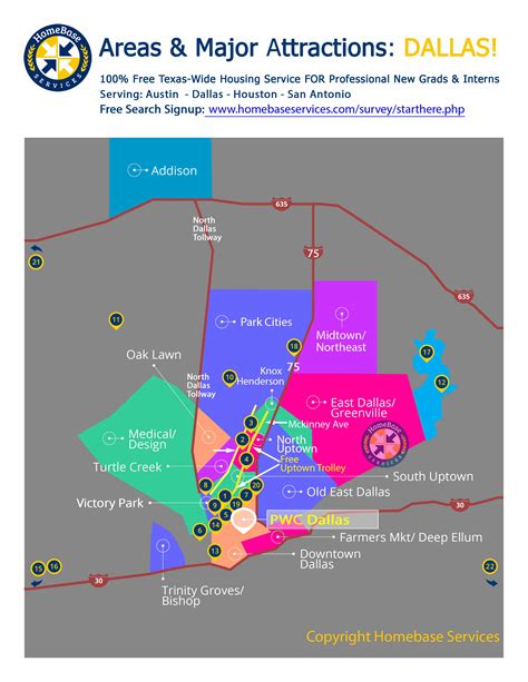 Pwc Dallas Intern Housing Service And Best Neighborhoods Map Homebase