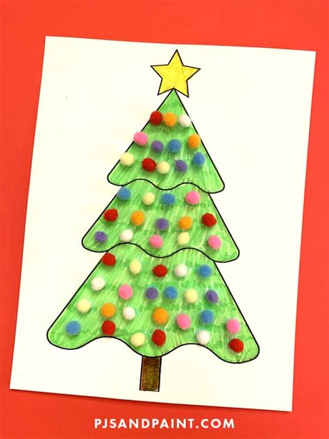 Easy Christmas Tree Craft For Kids Pom Pom Christmas Tree