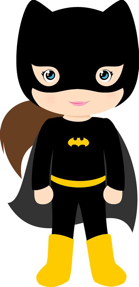 Characters of Batman Kids Version Clip Art. | Batman kids, Batman and batgirl, Batman girl