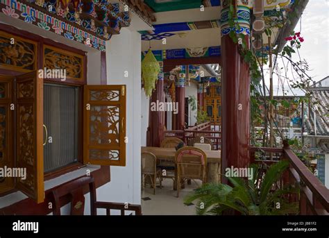 Balcony Of Tibetan Style Hotel Dali Yunnan China Stock Photo Alamy