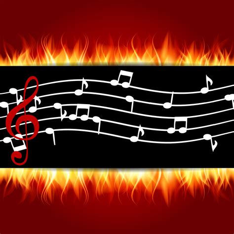 Classical Musical Notes With Treble Clef On Fire Background 3355952