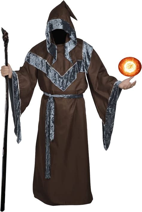 Mens Dark Mystic Sorcerer Robe Devil Wizard Costume