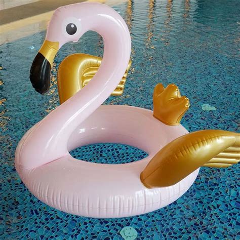 Buy Giant Gold Wings Pink Flamingo Swimming Ring 130cm Inflatable Pool Float