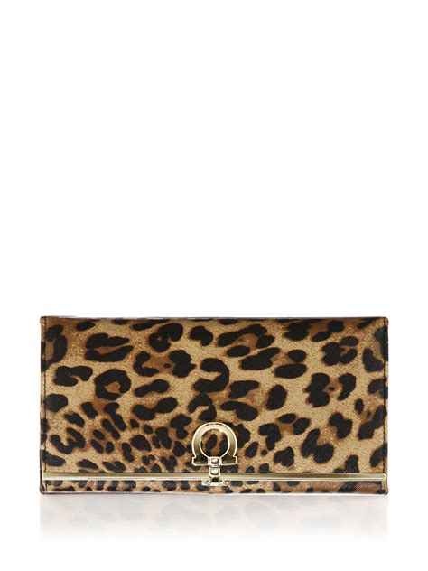 Lyst Ferragamo Gancini Icona Leopard Print Saffiano Leather Flap