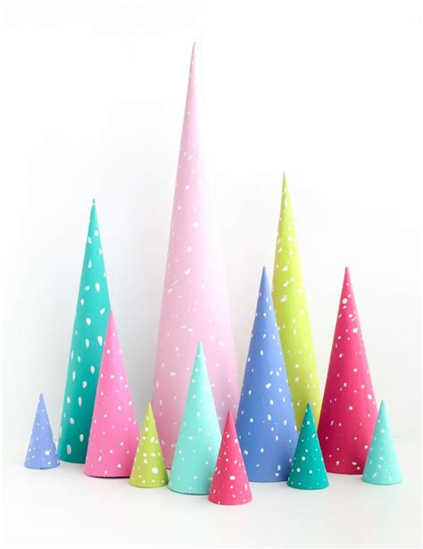 Diy Snow Dotted Cone Trees Easy To Make Modern Paper Cone Christmas