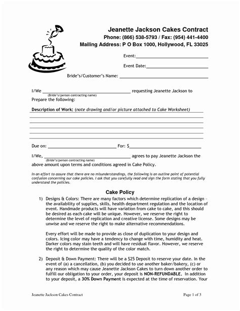 Cake Contract Template Best Of Wedding Cake Contract Pdf Being Creative | Wedding cake contract 
