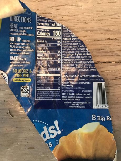 Pillsbury Crescent Rolls Ingredients Label