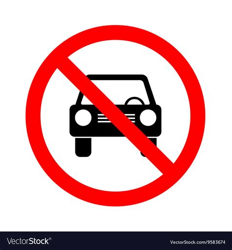 No Car Or No Parking Traffic Sign Prohibit Sign Vector Image
