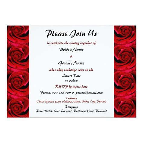 Red Roses Wedding Invitations Customizable Zazzle