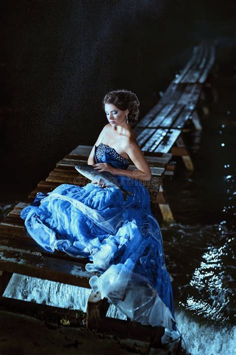 Beautiful Lady In Blue Dress Stock Image Image Of Ocean Girl 64925743