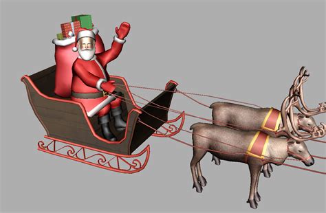 Santa Sleigh Reindeer 3d Model Realtime 3d Models World