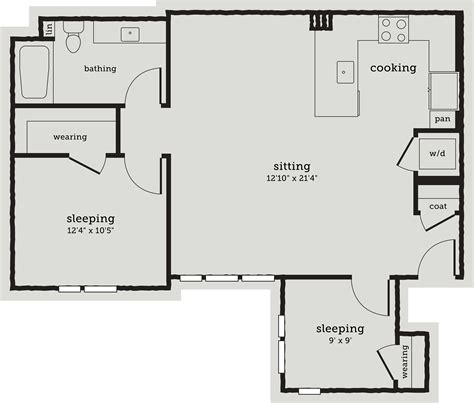 2 Bedroom Floor Plan With Dimensions Two Birds Home