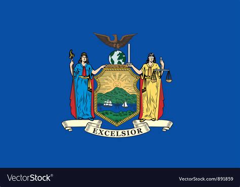 The flag of new york city is a vertical tricolor of blue , white , and orange charged in the center bar with municipal seal in blue. New York State Flag Royalty Free Vector Image - VectorStock
