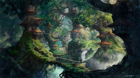 Fantasy Art Of Jungle City Fantasy Landscape Fantasy Art Landscapes