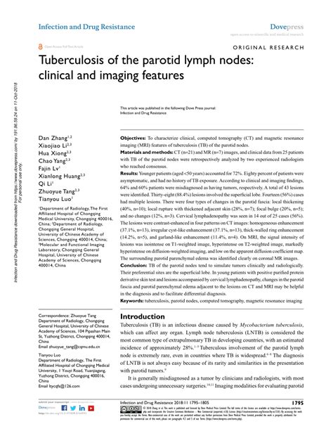 Pdf Tuberculosis Of The Parotid Lymph Nodes Clinical And Imaging