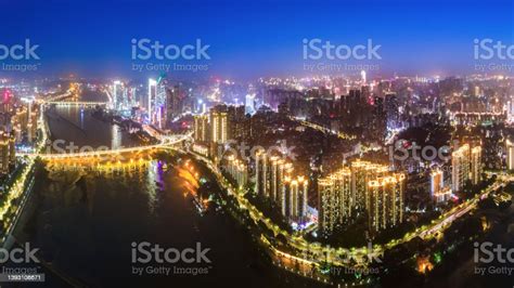 Aerial Photography Fuzhou City Architecture Landscape Skyline Night
