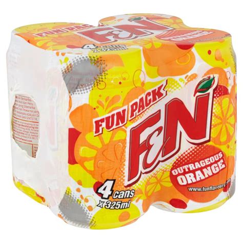 Fandn Fun Pack Carbonated Drinks Outrageous Orange 4 X 325ml