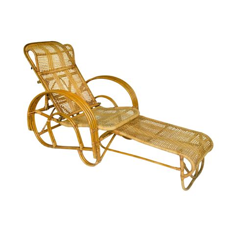 Vintage Rattan Reclining Lounge Chair Chairish