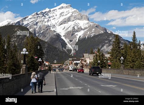 Traffic On Banff Avenue In Banff Alberta Canada The Town Is In The