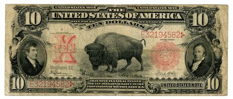 1901 10 United States Legal Tender Note Buffalo Currency Rare Us Raw