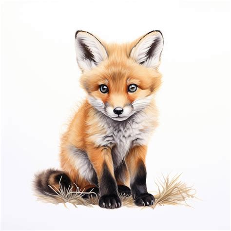 Premium Ai Image There Is A Drawing Of A Fox Sitting On The Ground