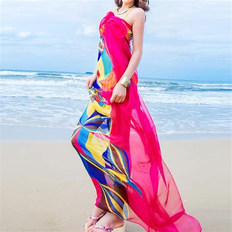 Kernelly Lady Sexy Beach Chiffon Sarongs Hawaiian Swimsuit Cover Up Wraps Hibiscus Print Plus
