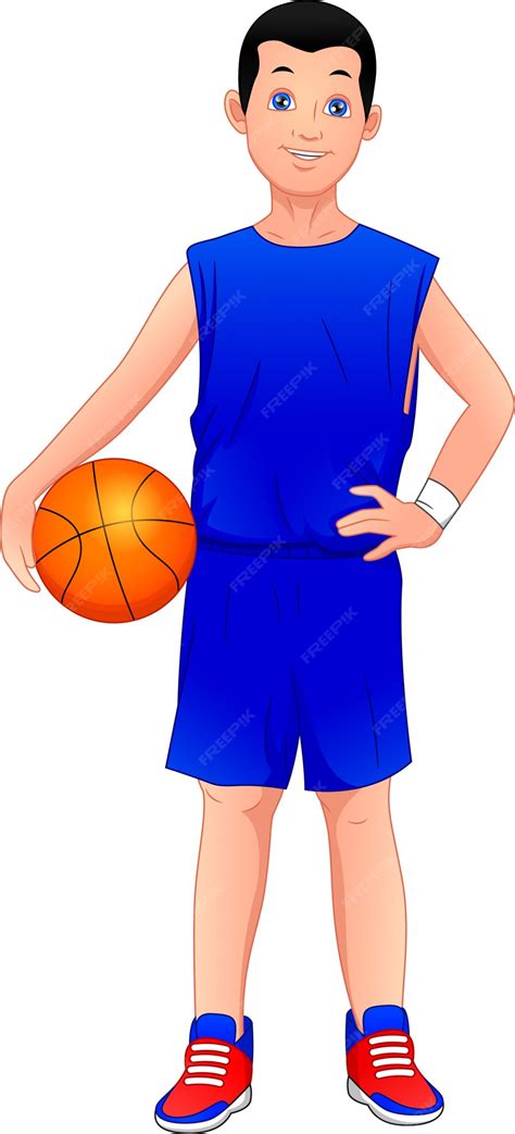 Premium Vector Cartoon Boy Playing Basketball