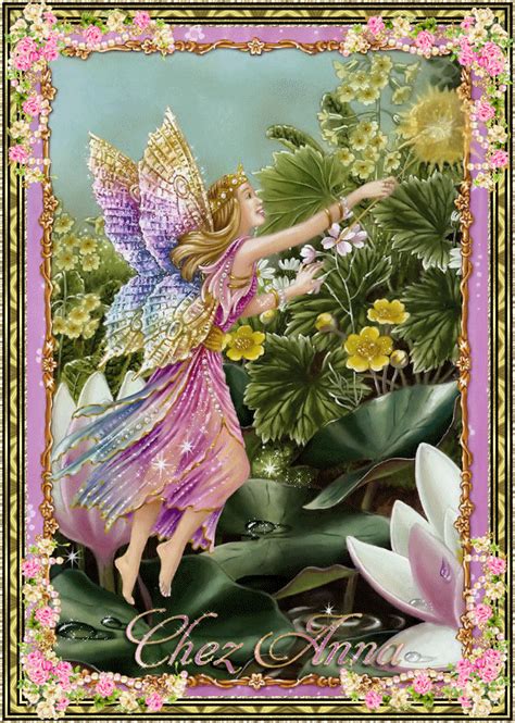 A Painting Of A Fairy With Flowers In The Background