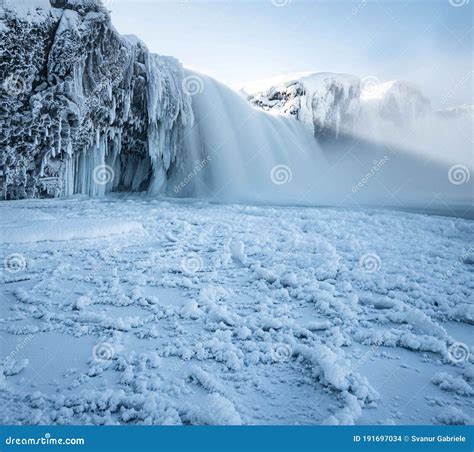 Insane Frozen Waterfall In Iceland Stock Photo Image Of Iceland