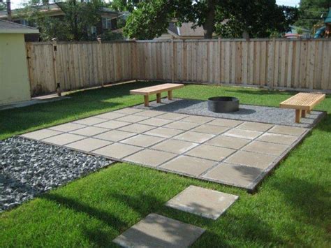 Backyard With Benches And Concrete Paver Pavers Backyard Backyard