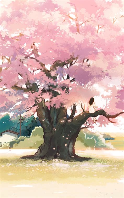 Anime Pink Tree Wallpapers Wallpaper Cave