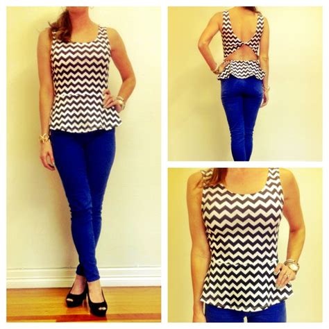 Adorable Chevron Print Peplum Top