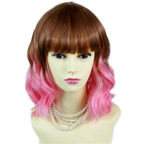 Wiwigs Lovely Short Curly Brown Red And Pink Skin Top Hair Cosplay