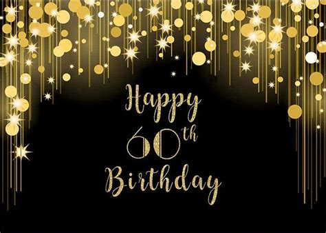 Happy 60th Birthday Backdrops For Party Black And Gold 60 Etsy