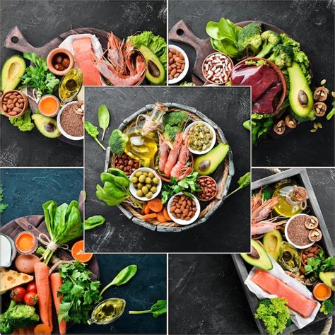 Collage De Fotos El Concepto De Alimentación Saludable Frutas Verduras