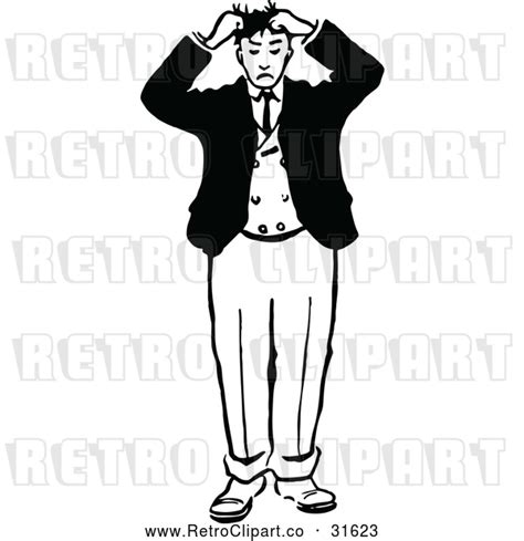 Vector Clip Art Of Retro Man Pulling His Hair By Prawny Vintage 31623