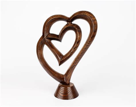 Wooden Entwined Hearts Sculpture Romantic T For Etsy