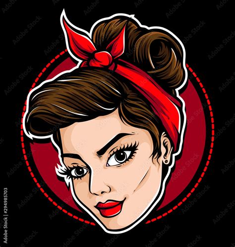 Rockabilly Woman Vector Logo Illustration Stock Vector Adobe Stock