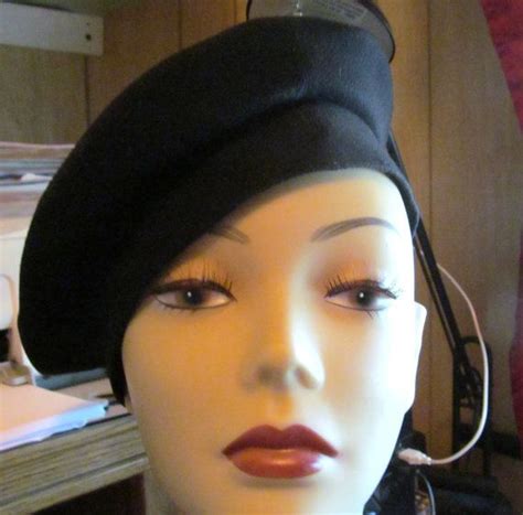 Vintage Black Hat 1970 Wool Beret Fashion Accessories Etsy